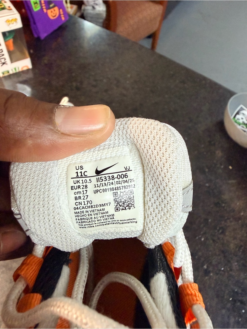 Nike Kids Air max White and Orange Low-Top Sneakers with Black Accents
